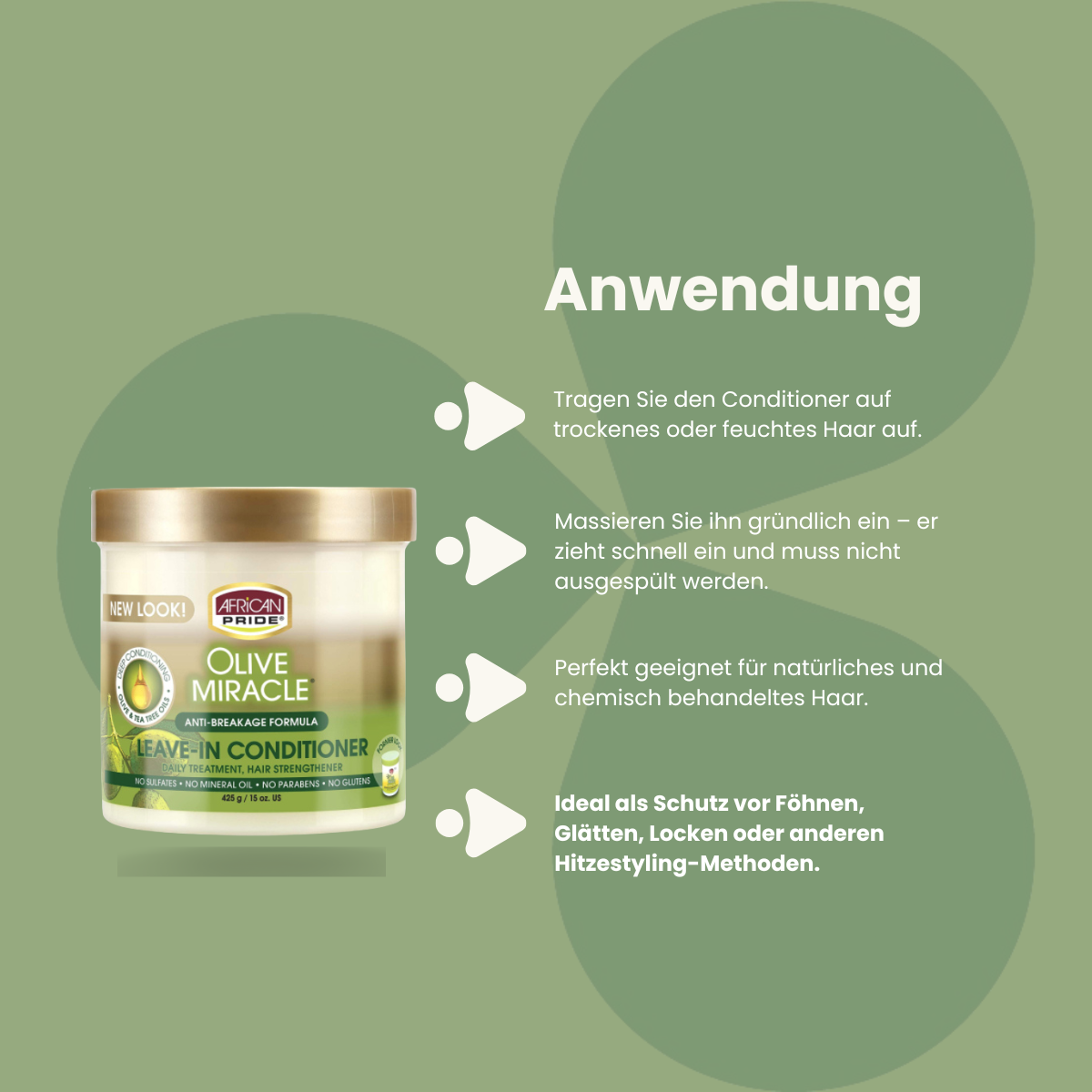 African Pride Olive Miracle Leave in Conditioner 425g_Anwendung