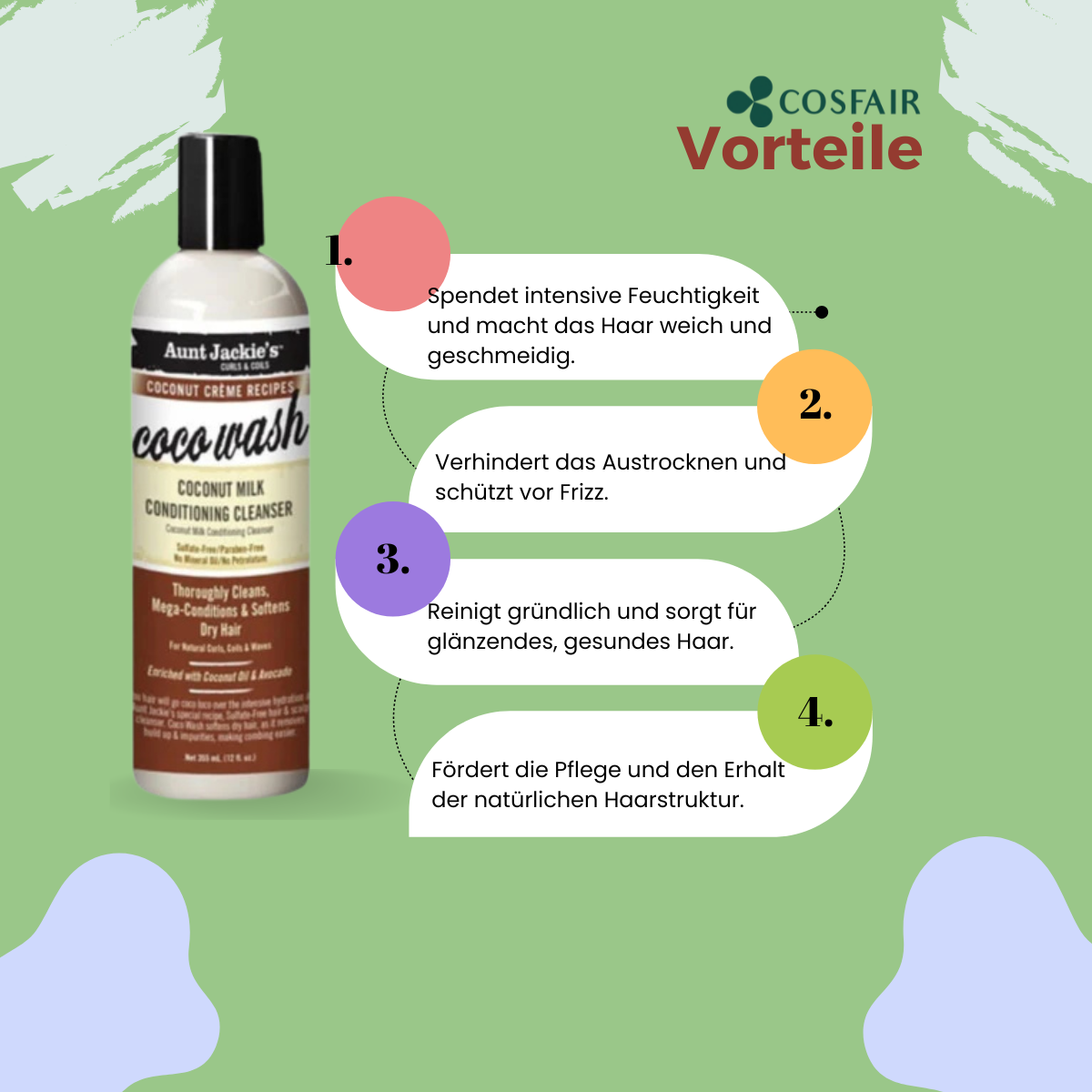 Aunt Jackie's Coconut Creme Recipes Coco Wash Conditioning Cleanser_Vorteile