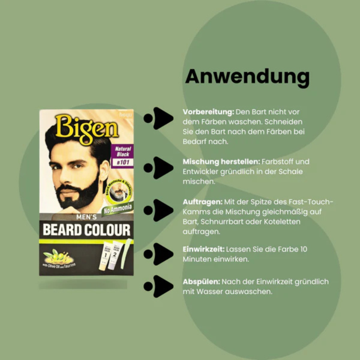 Bigen Men's Beard Colour B101 Natural Black