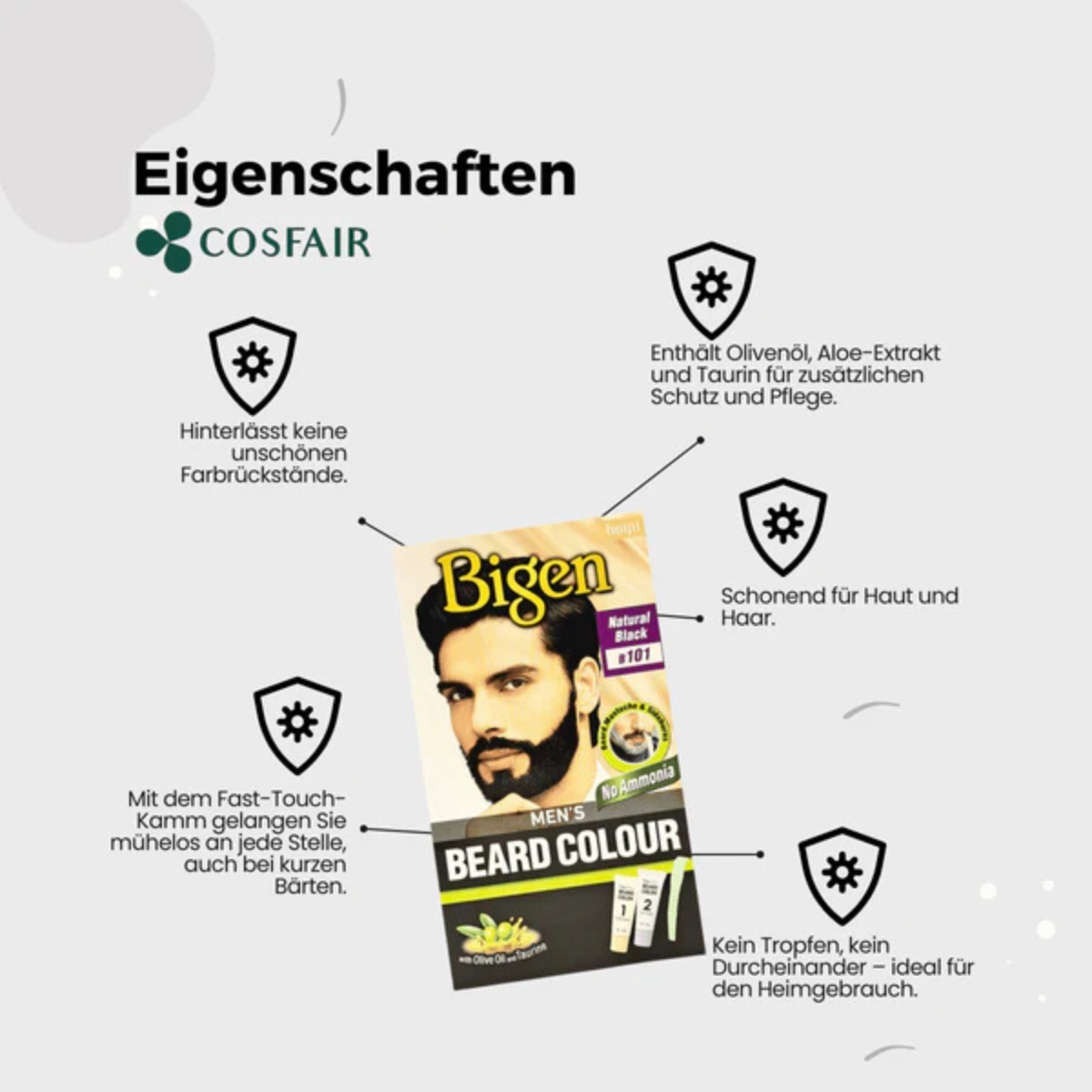 Bigen Men's Beard Colour B101 Natural Black