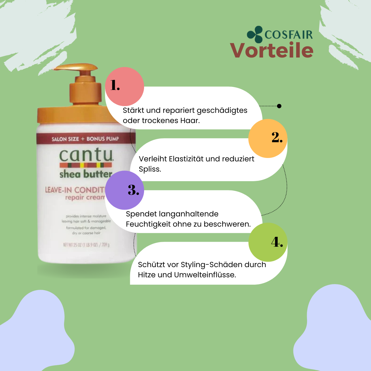 Cantu Shea Butter Leave-in Conditioning Repair Cream - BONUS Size - Vorteile
