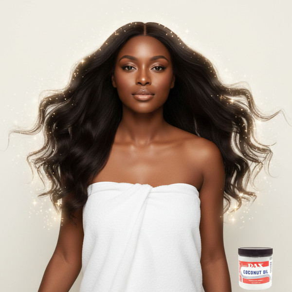 Glänzendes, geschmeidiges Haar nach Anwendung von DAX Coconut Oil – intensive Feuchtigkeit und natürlicher Glanz