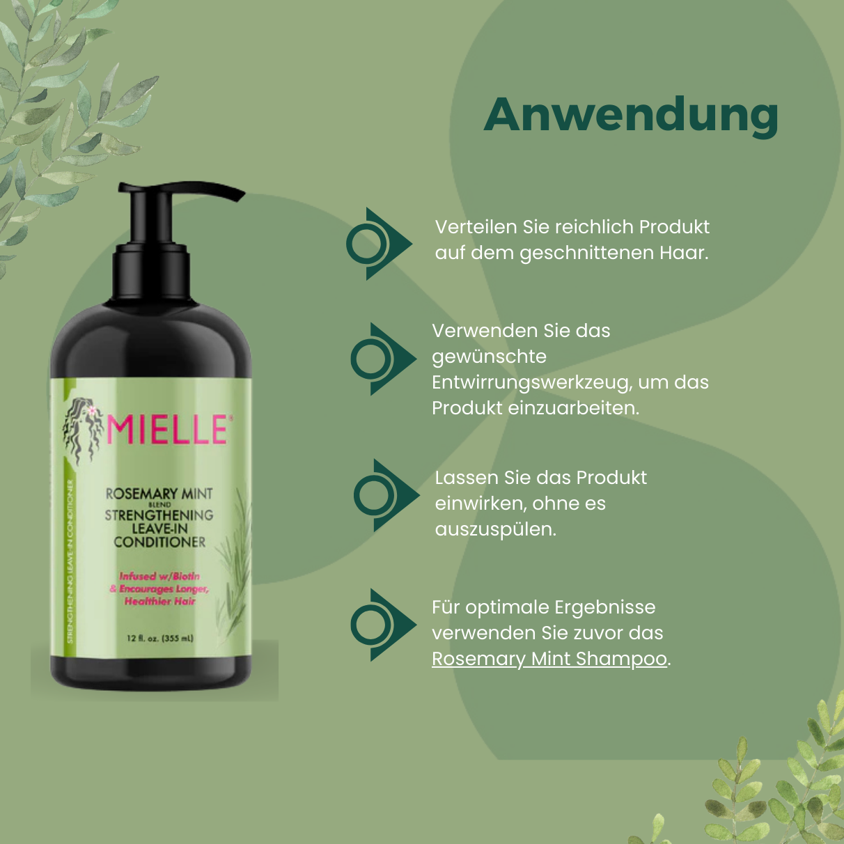 Mielle Rosemary Mint Strenghtening Leave-in Conditioner 355ml_Anwendung
