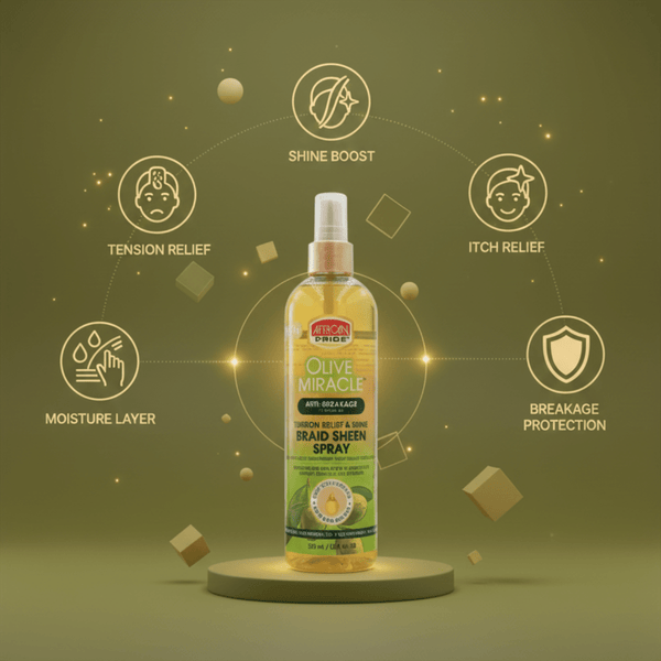 African Pride Olive Miracle Braid SHEEN Spray 355ml - CosFair GmbH