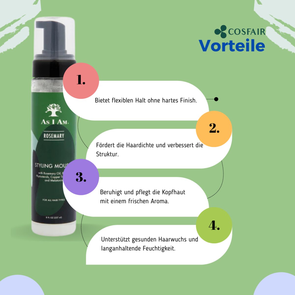 As I Am Rosemary Styling Mousse 237ml - CosFair GmbH
