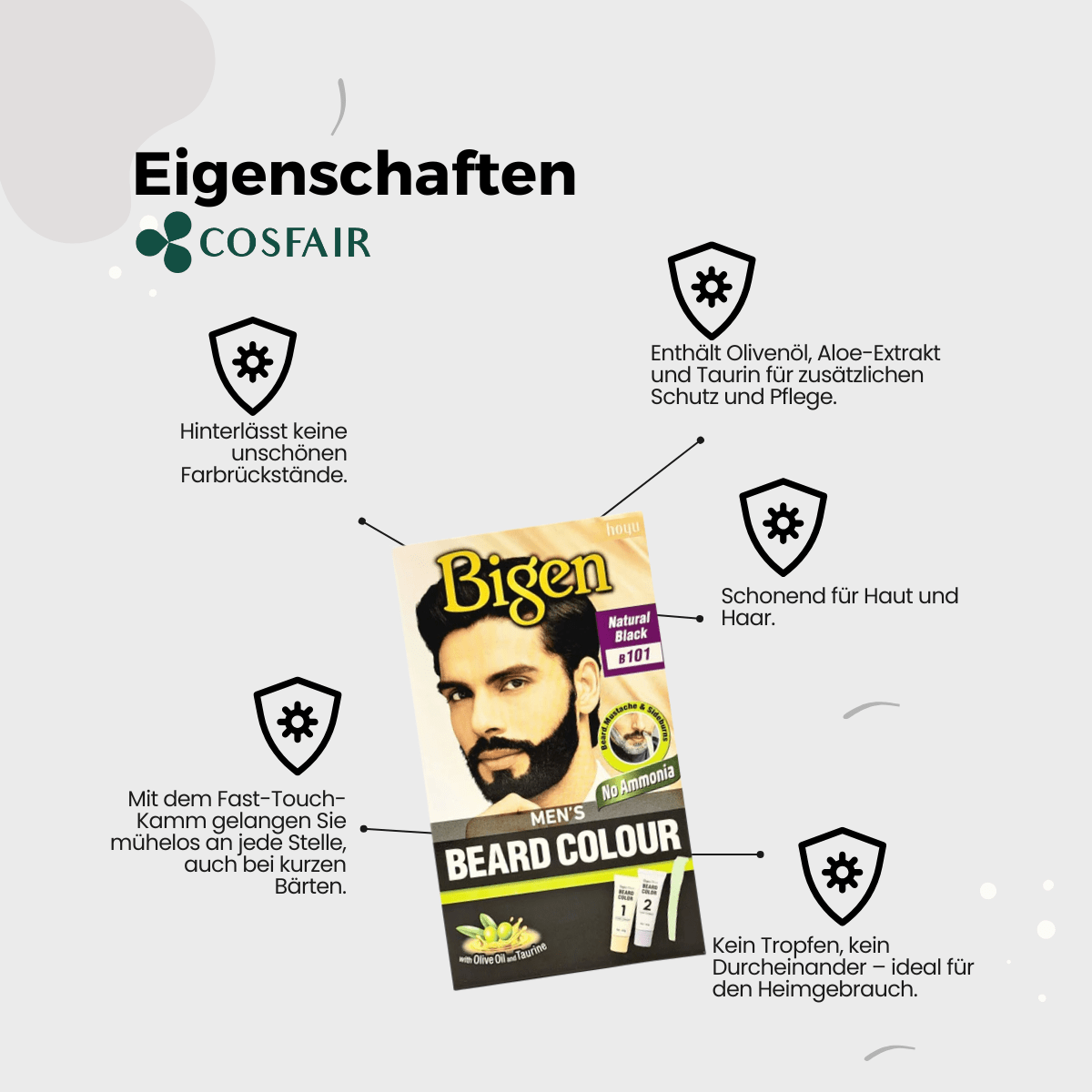 Bigen Men's Beard Colour B101 Natural Black - CosFair GmbH