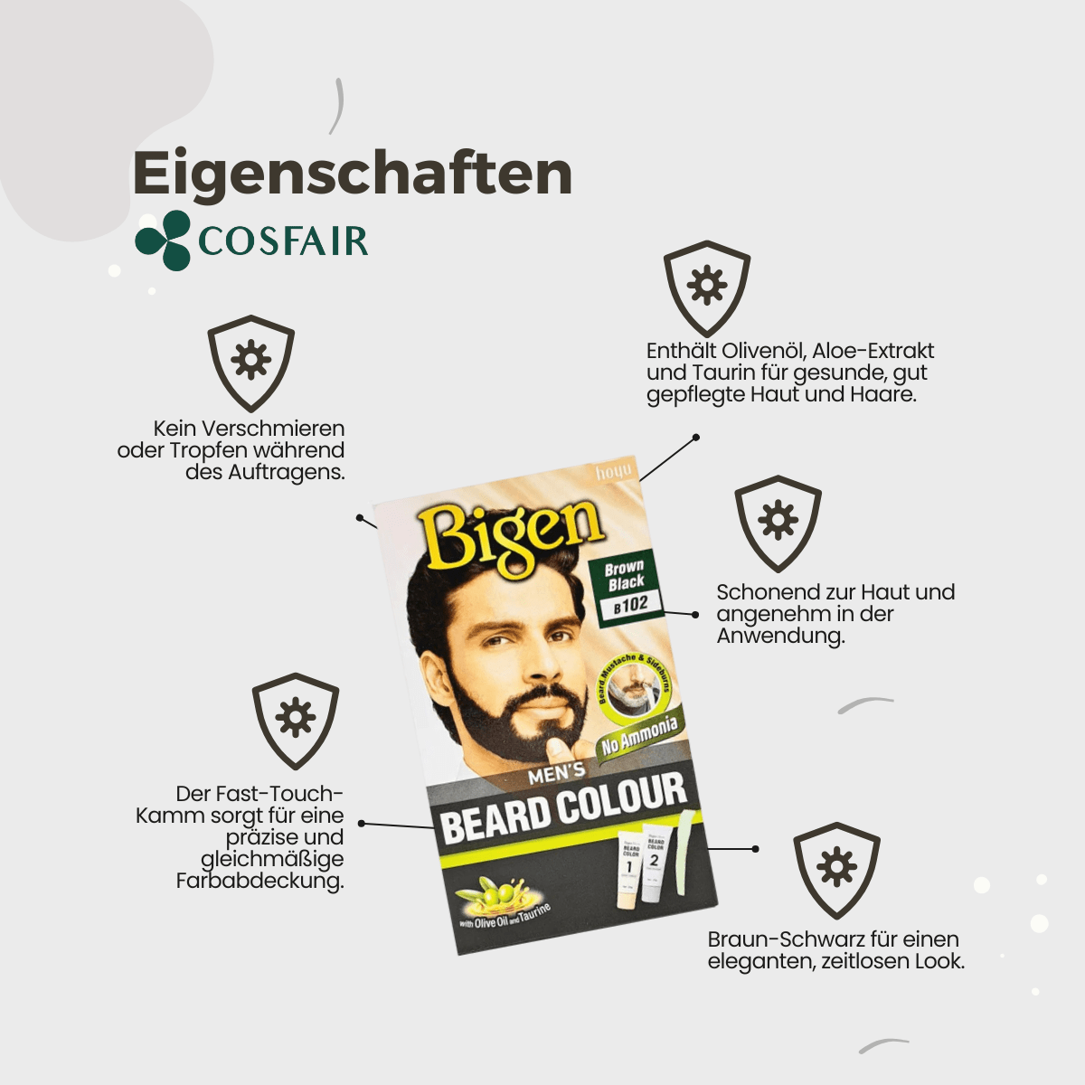 Bigen Men's Beard Colour B102 Brown Black - CosFair GmbH