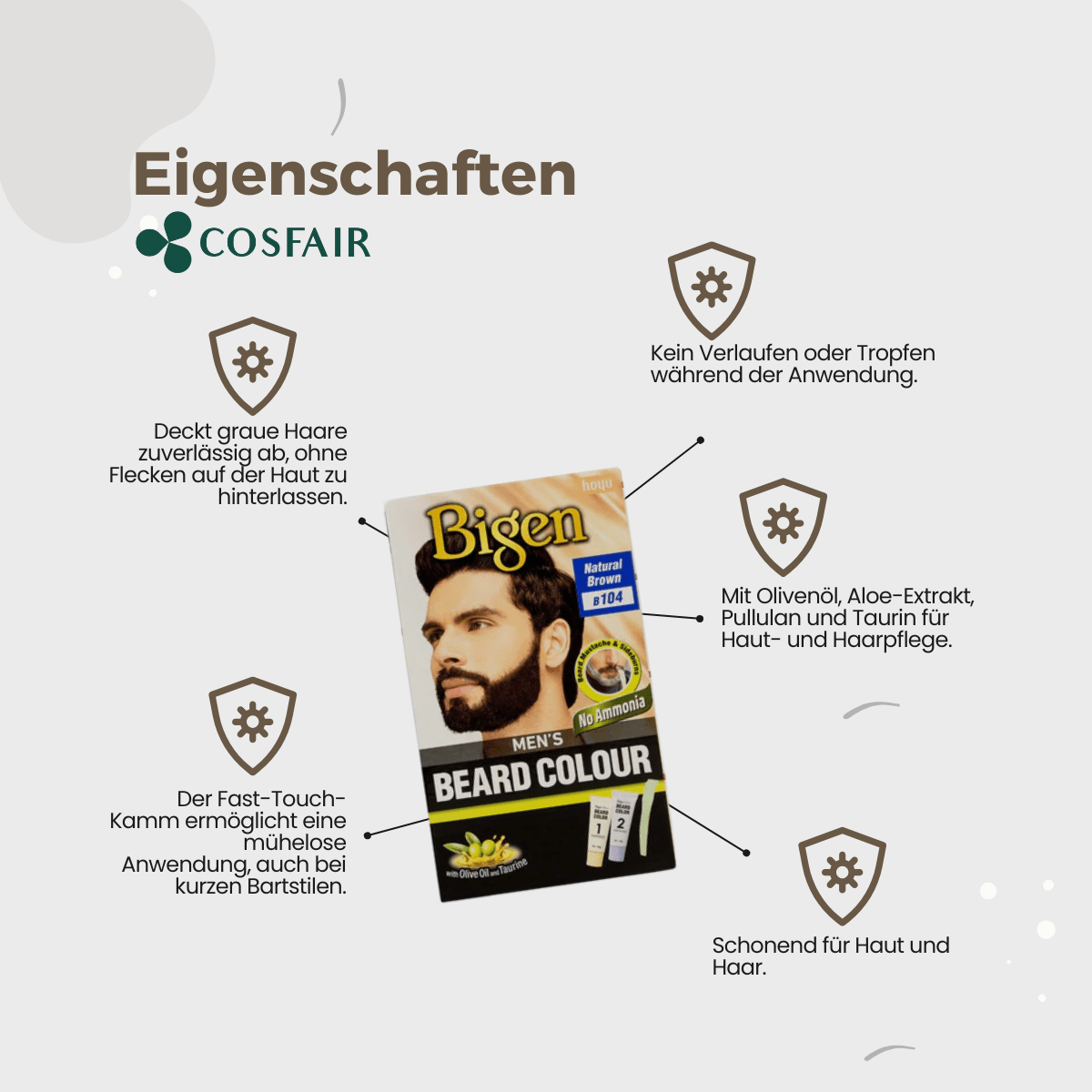 Bigen Men's Beard Colour B104 Natural Brown - CosFair GmbH
