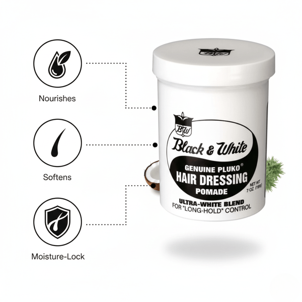 Black & White Genuine Pluko Hair Dressing Pomade 200g - CosFair GmbH