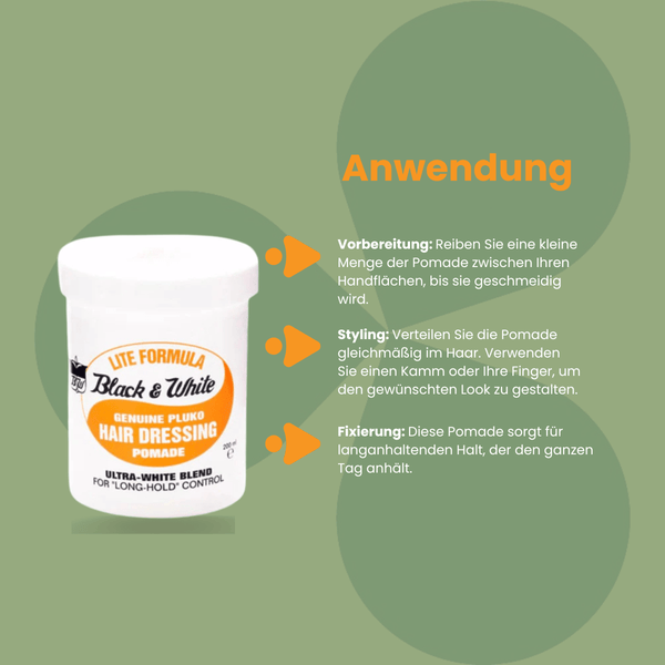 Black & White Lite Genuine Pluko Hair Dressing Pomade 200g - CosFair GmbH