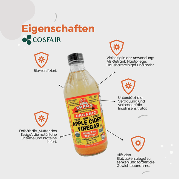 Bragg Organic Raw Unfiltered Apple Cider Vinegar 473ml - CosFair GmbH