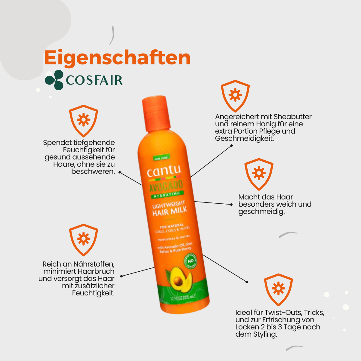 Cantu Avocado Hydrating Lightweight Hair Milk 355ml - CosFair GmbH
