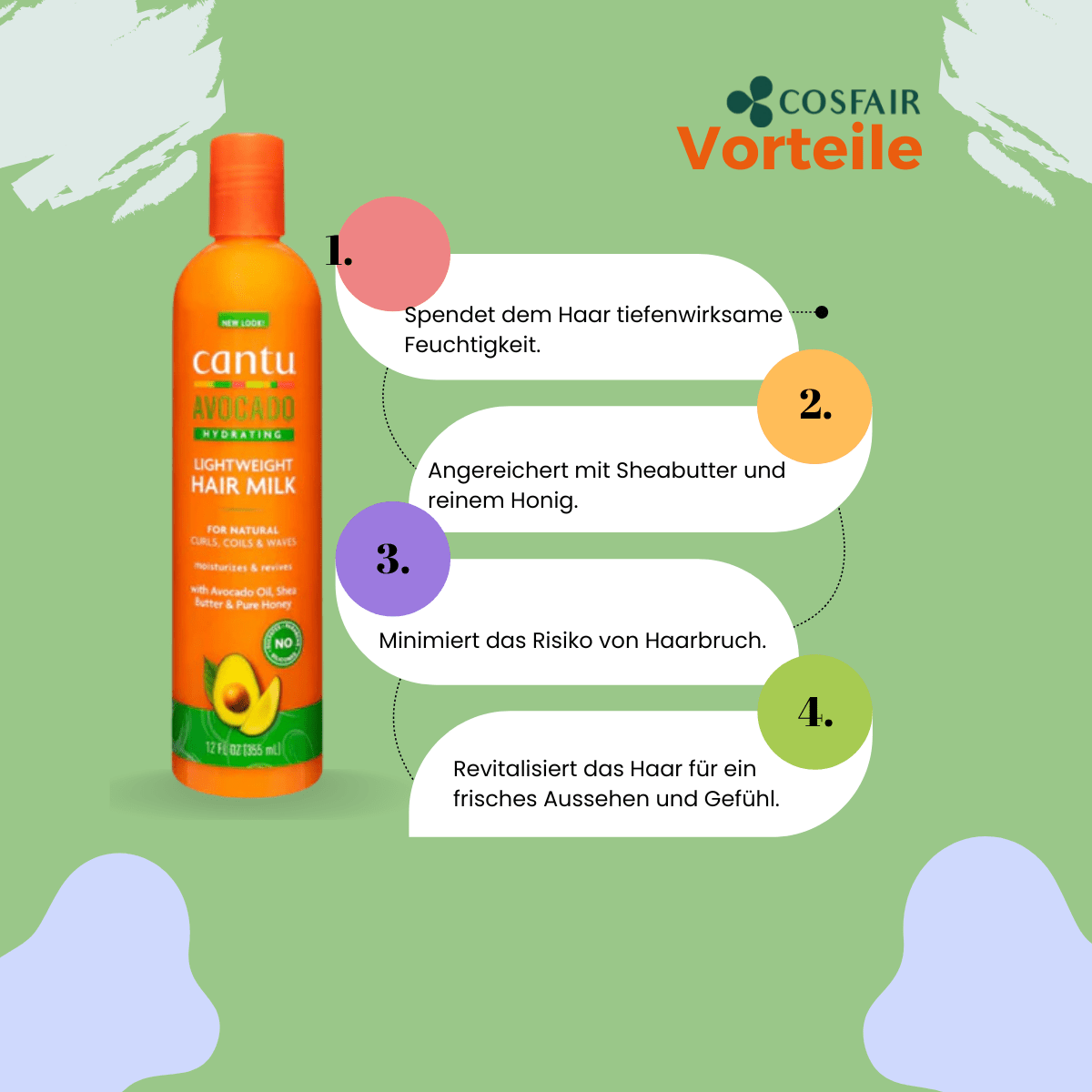 Cantu Avocado Hydrating Lightweight Hair Milk 355ml - CosFair GmbH