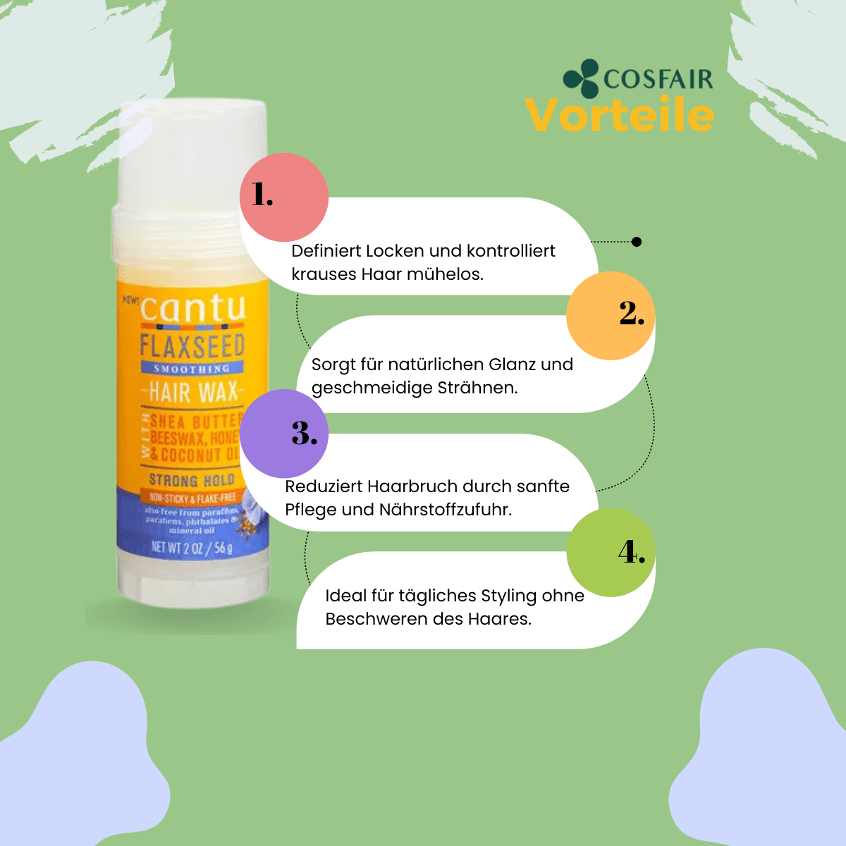 Cantu Flaxseed Smoothing Hair Wax Strong Hold 56 g - CosFair GmbH
