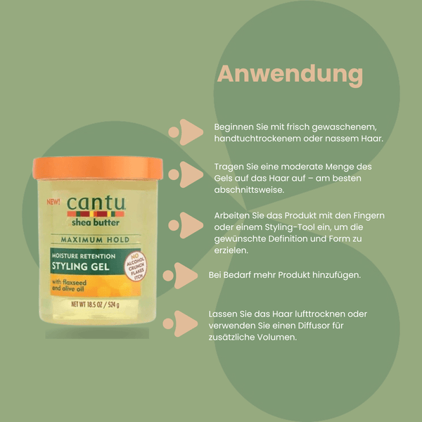 Cantu Shea Butter Moisture Styling Gel Flaxseed & Olive Oil 524g - CosFair GmbH