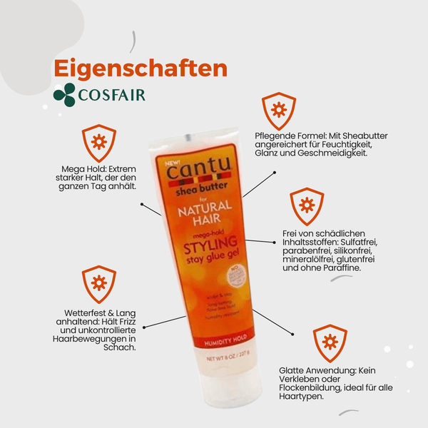 Cantu Shea Butter Natural Hair Mega Hold Styling Glue Gel 227g - CosFair GmbH