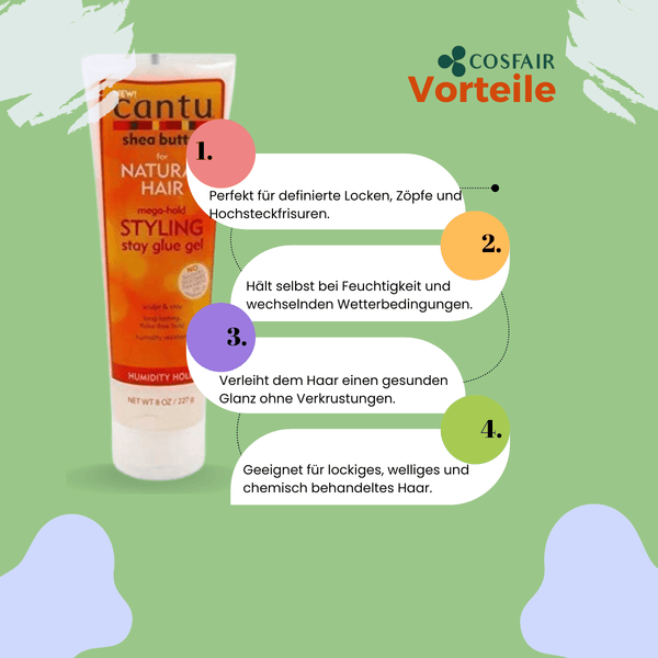 Cantu Shea Butter Natural Hair Mega Hold Styling Glue Gel 227g - CosFair GmbH