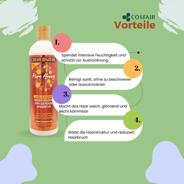 Creme of Nature Pure Honey Moisturizing Dry Defense Shampoo 355ml - CosFair GmbH