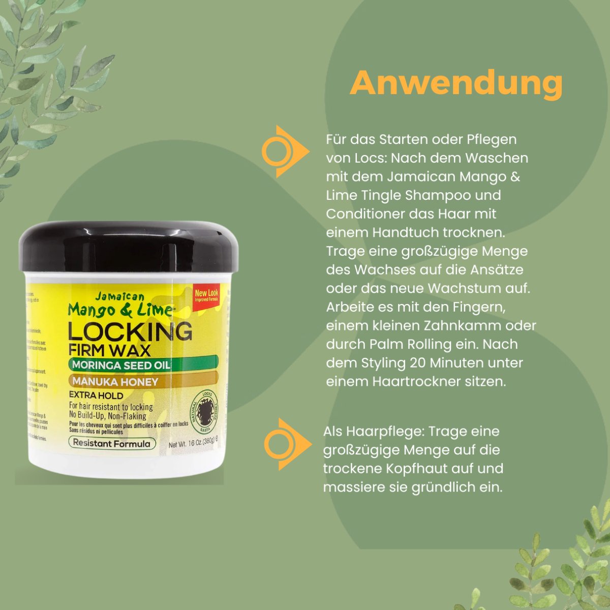 Jamaican Mango & Lime Moringa & Manuka Locking Firm Wax 380g - CosFair GmbH