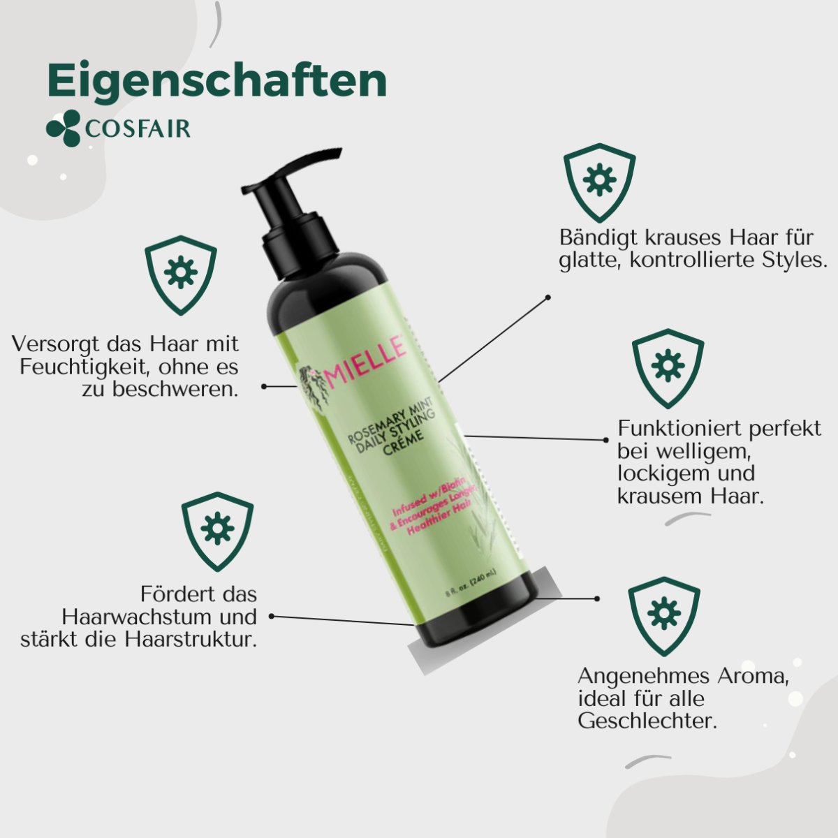 Mielle Rosemary Mint Daily Styling Créme 240ml - CosFair GmbH