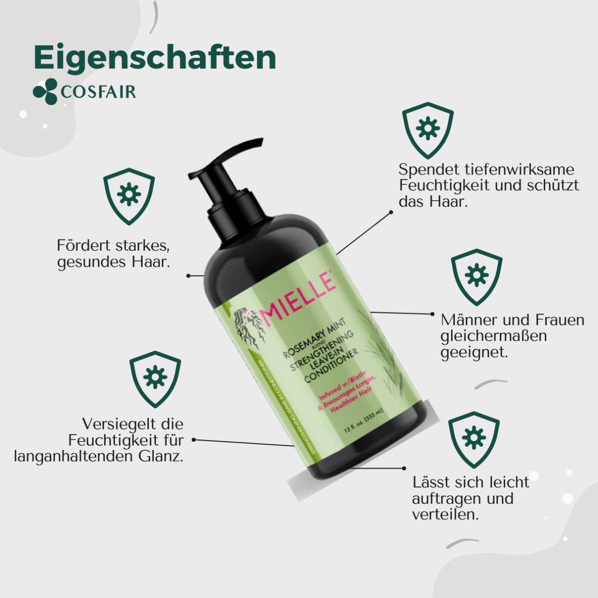 Mielle Rosemary Mint Strenghtening Leave - in Conditioner 355ml - CosFair GmbH