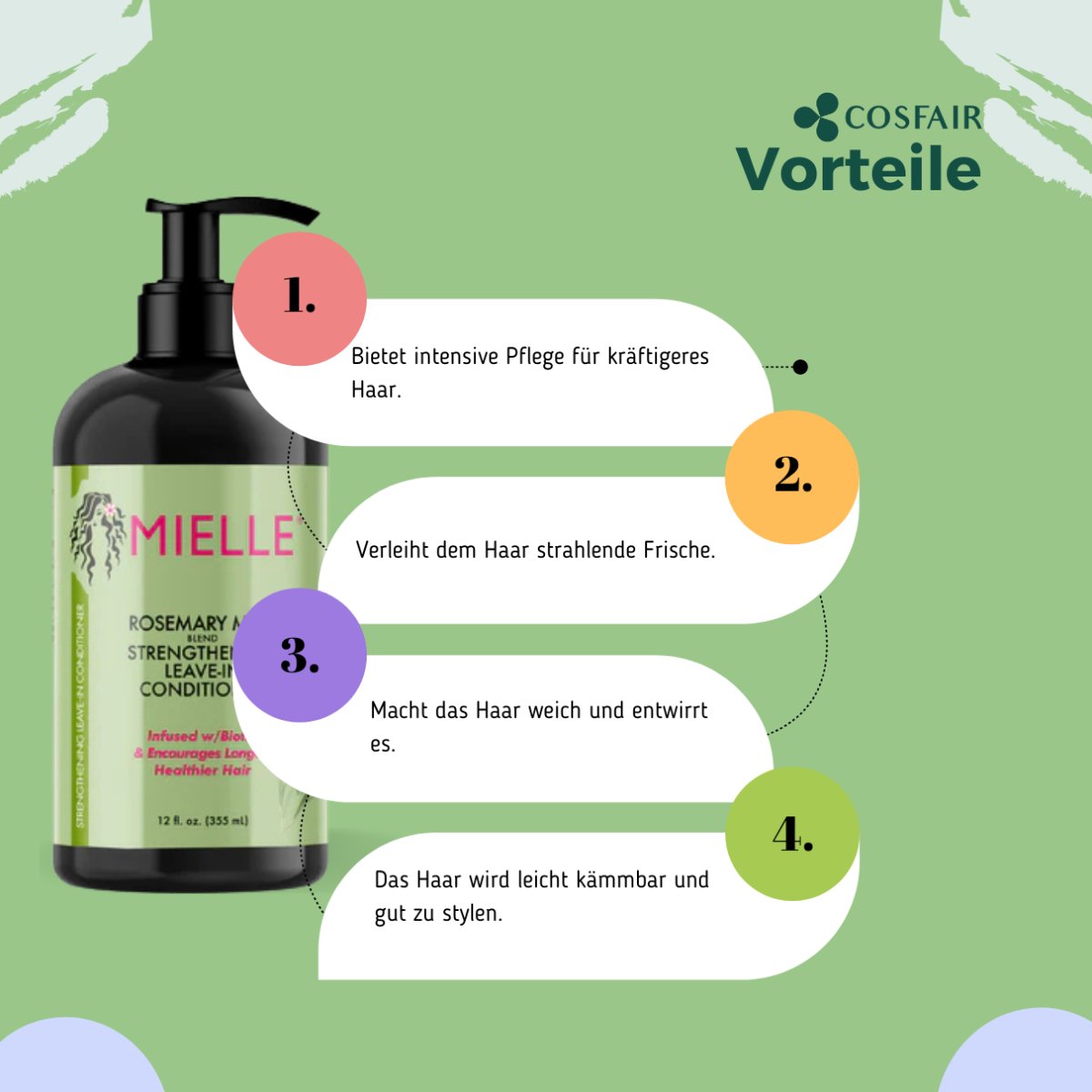 Mielle Rosemary Mint Strenghtening Leave - in Conditioner 355ml - CosFair GmbH