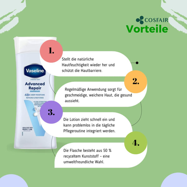 Vaseline Intensive Care Advanced Repair Fragrance Free Lotion 400ml - CosFair GmbH