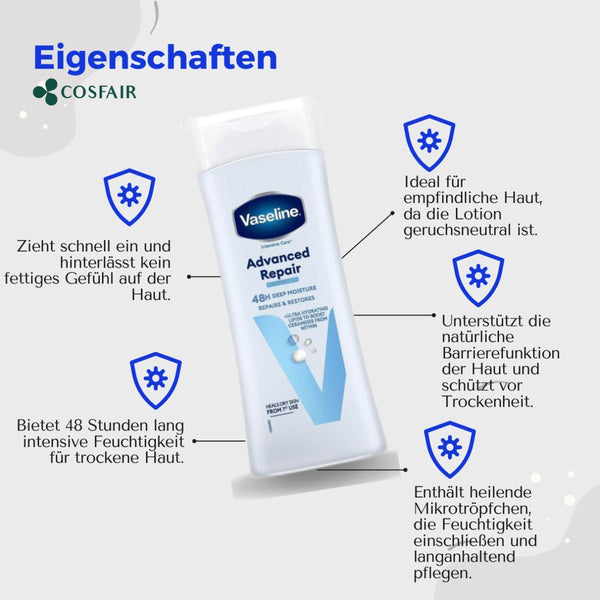 Vaseline Intensive Care Advanced Repair Fragrance Free Lotion 400ml - CosFair GmbH