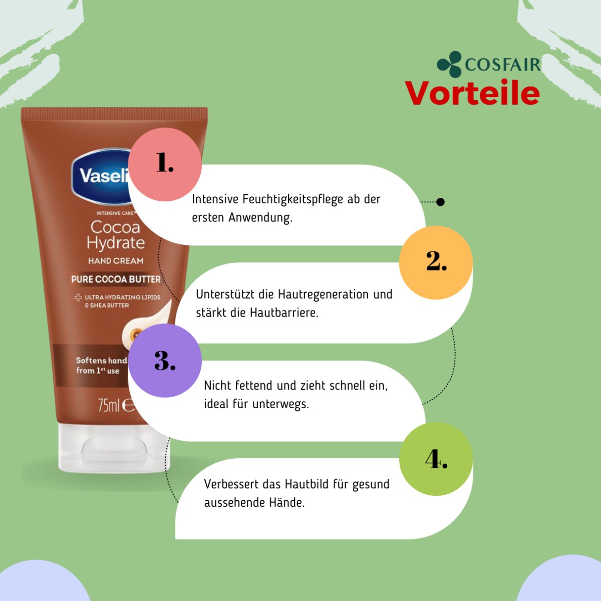 Vaseline Intensive Care Cocoa Hydrate Hand Cream 75ml - CosFair GmbH