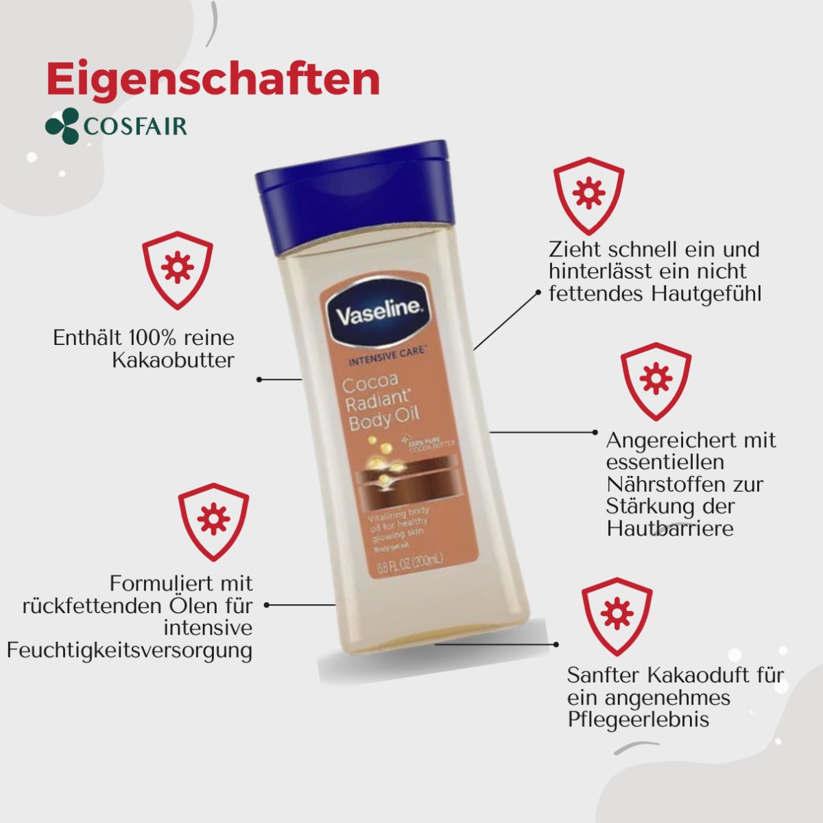 Vaseline Intensive Care Cocoa Radiant Body Oil 200ml - CosFair GmbH