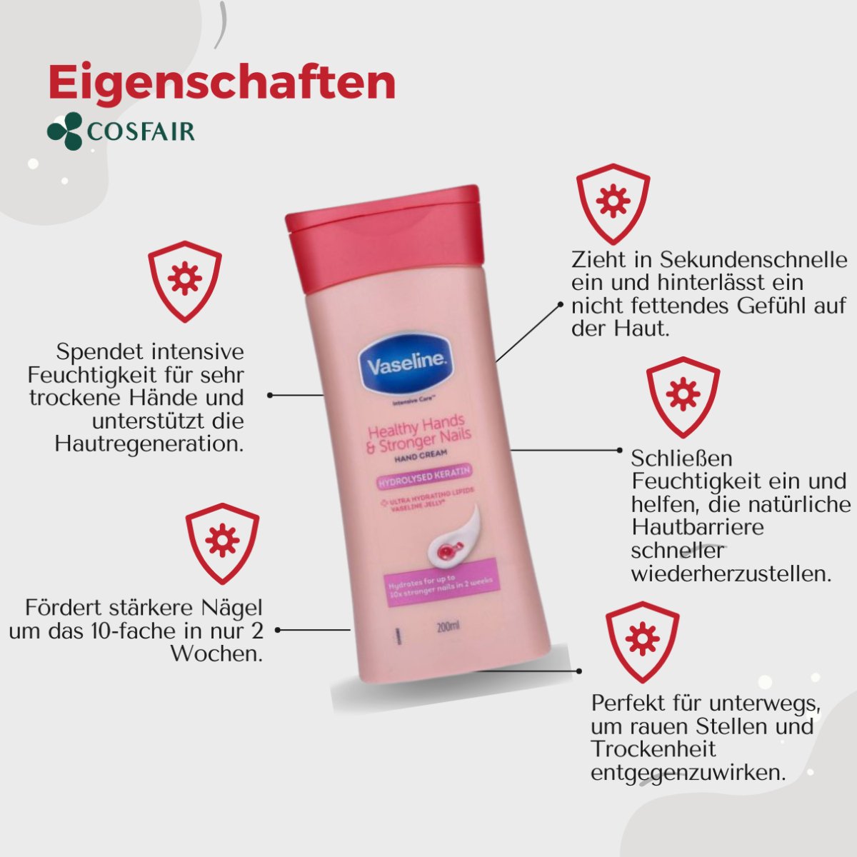 Vaseline Intensive Care Healthy Hands & Stronger Nails 200ml - CosFair GmbH