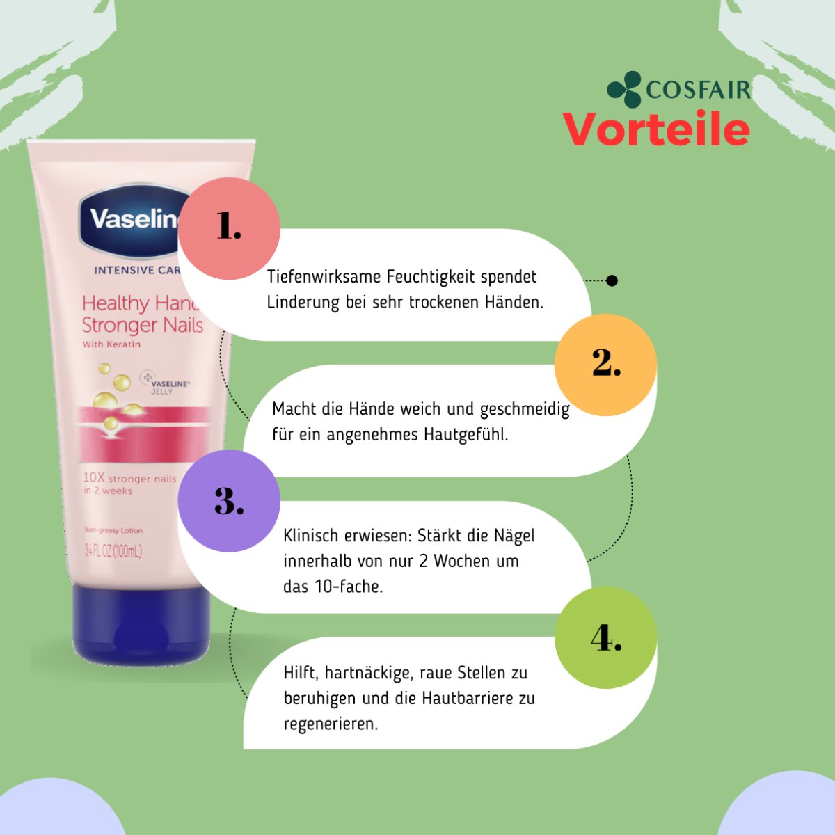 Vaseline Intensive Care Healthy Hands & Stronger Nails 75ml - CosFair GmbH