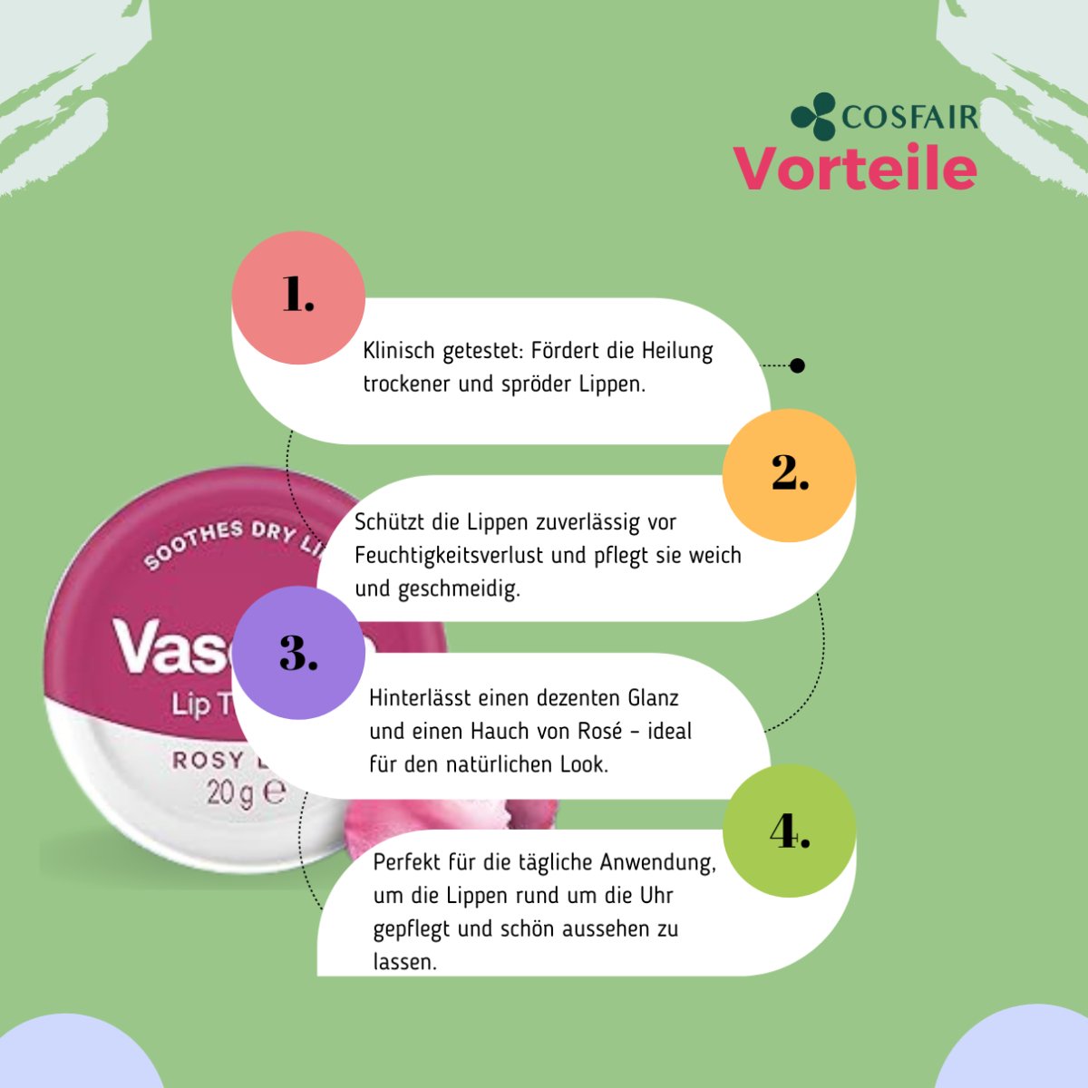 Vaseline Lip Therapy Rosy Lips 20g - CosFair GmbH