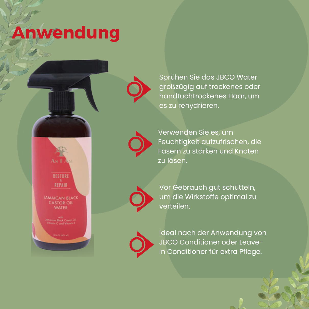 As I Am Jamaican Black Castor Oil Water 473ml_Anwendung