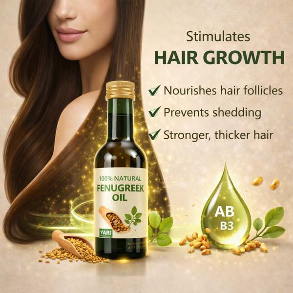 Vorher Nachher Vergleich von trockenem und geschädigtem Haar zu gesundem, glänzendem Haar nach Anwendung von Fenugreek Oil