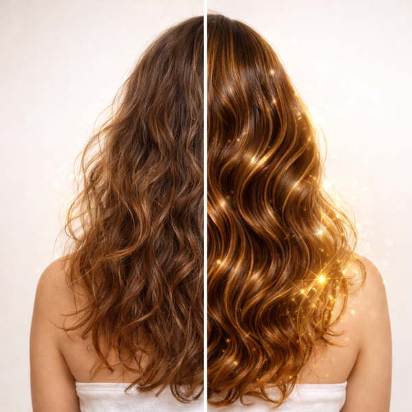 Vorher Nachher Vergleich der Haare mit Eco Styler Argan Oil Styling Gel für mehr Glanz und Definition