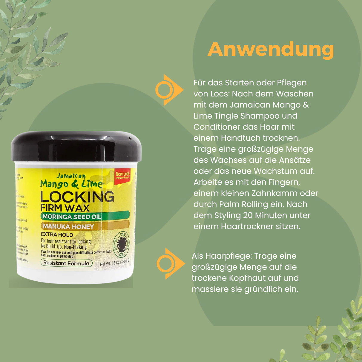 Jamaican Mango & Lime Moringa & Manuka Locking Firm Wax 380g_Anwendung