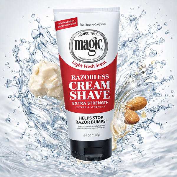 Magic Razorless Cream Extra Strength mit Wasser-Splash Effekt und Sheabutter sowie Mandelöl für gepflegte, glatte Haut ohne Rasur