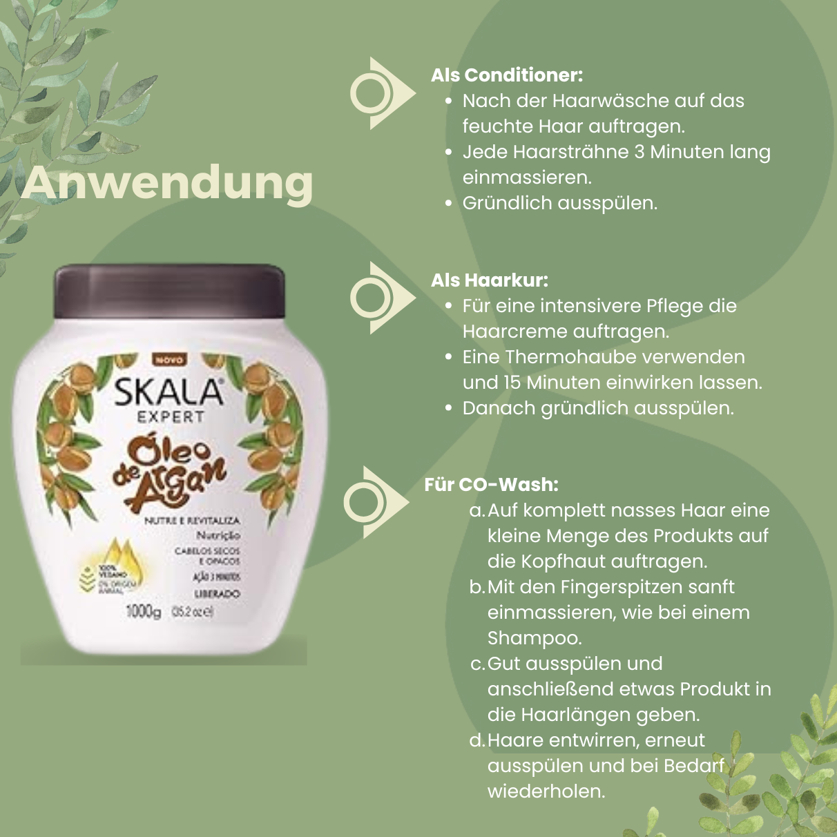 SKALA Expert Óleo de Argan 2 in 1 Hair Cream 1000g_Anwendung