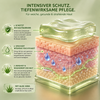 3D-Hautillustration zeigt Feuchtigkeitsspeicherung, Hautschutzbarriere und beruhigende Wirkung von Vaseline Aloe Soothing Jelly.