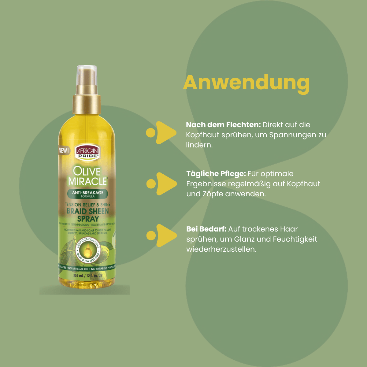 African Pride Olive Miracle Braid SHEEN Spray 355ml - CosFair GmbH