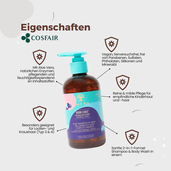 As I Am Born Curly Aloe Shampoo & Wash - Kids - CosFair GmbH