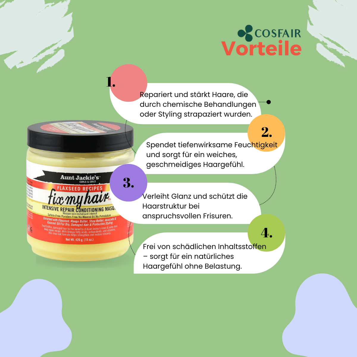 Aunt Jackie&#039;s Flaxseed Recipes Fix My Hair Intensive Repair Conditioning Masque - CosFair GmbH