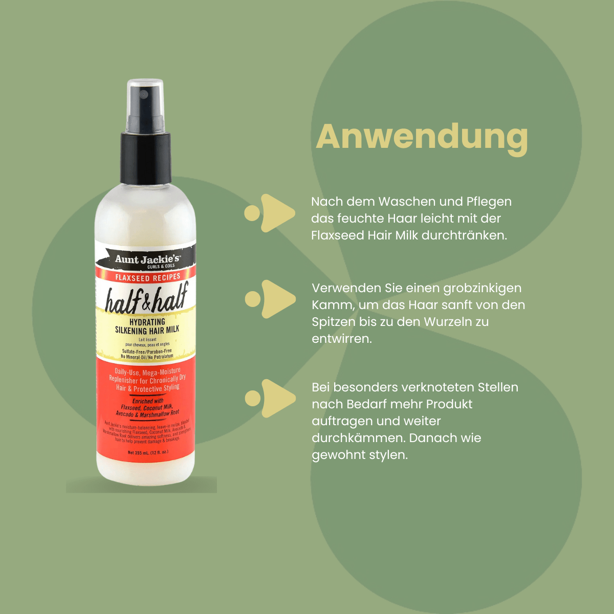 Aunt Jackie&#039;s Flaxseed Recipes Half &amp; Half Hydrating Silkening Hair Milk 355ml - CosFair GmbH