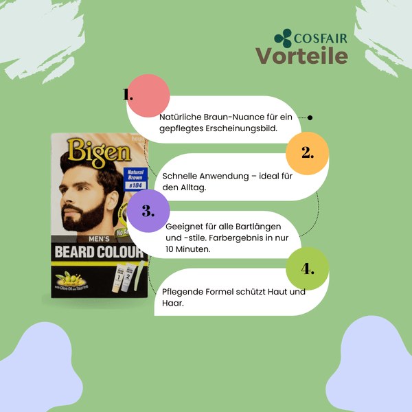 Bigen Men&#039;s Beard Colour B104 Natural Brown - CosFair GmbH