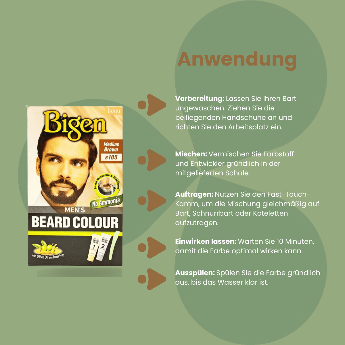 Bigen Men's Beard Colour B105 Medium Brown - CosFair GmbH