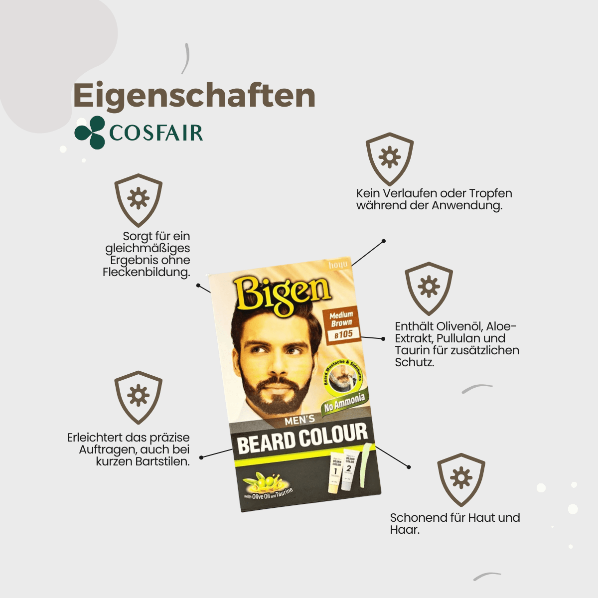 Bigen Men's Beard Colour B105 Medium Brown - CosFair GmbH