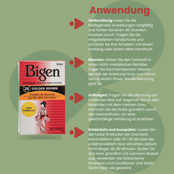 Bigen Permanent Powder Hair Colour 26 - Golden Brown - CosFair GmbH