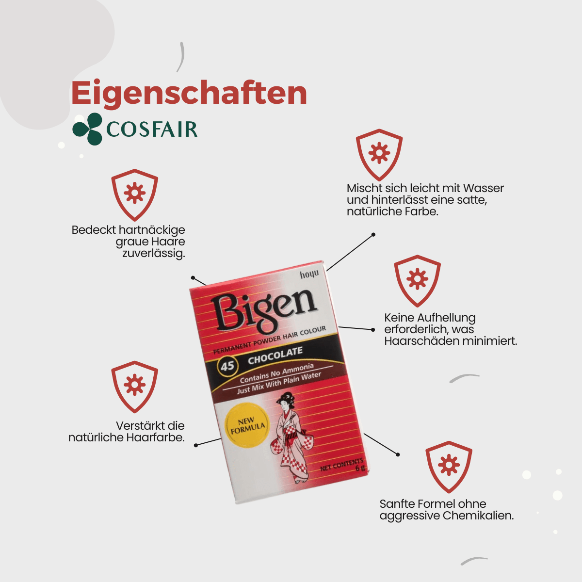 Bigen Permanent Powder Hair Colour 45 - Chocolate - CosFair GmbH