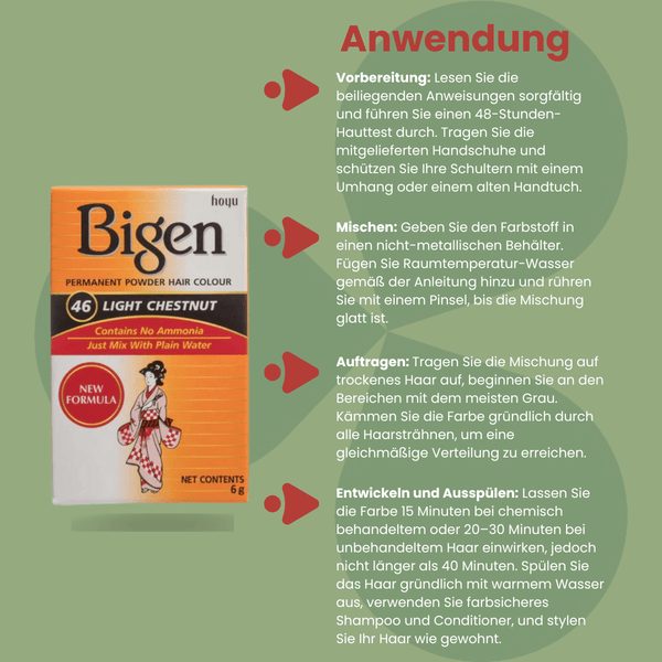 Bigen Permanent Powder Hair Colour 46 - Light Chestnut - CosFair GmbH